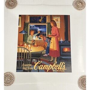 Vintage Campbell's Soup Robert Gunn "A Warm Hug From Campbell's” Print 19x20